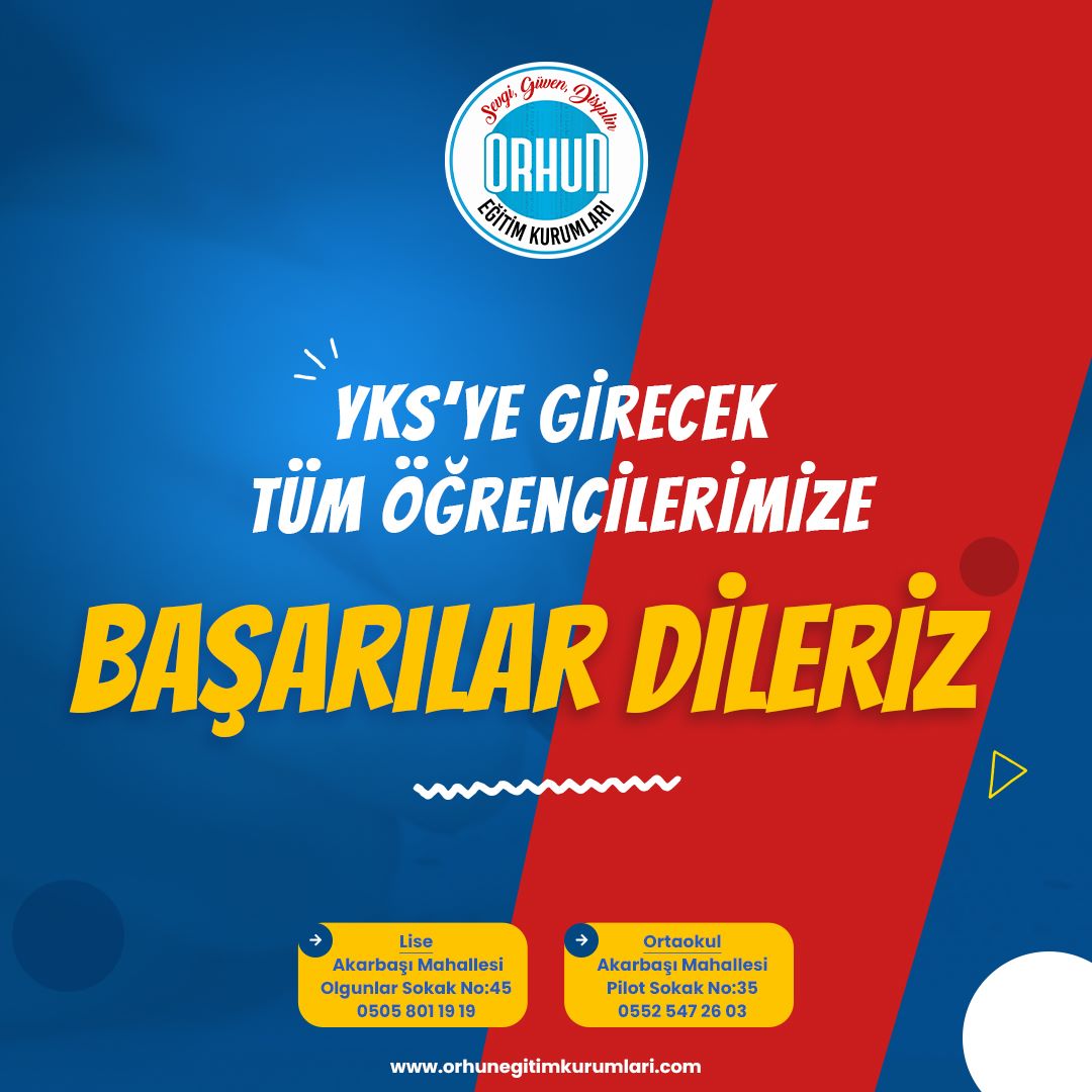 Tüm Öğrencilerimize YKS'de başarılar dileriz!